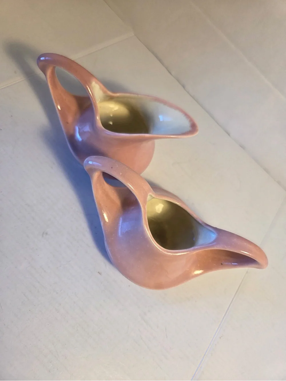 Vintage MCM Redwing Style Retro Pink Cream and Sugar Set Marked 57’